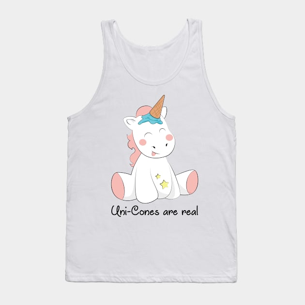 Uni-cones are real - Unicorns and Ice Cream Tank Top by Just Kidding Co.